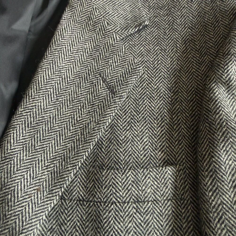 Vintage Haggar Imperial Black & White Herringbone Blazer | Made in USA | 44R - Picture 9 of 14